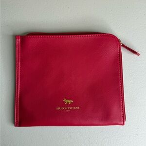 Maison Kitsuné Red Leather Pouch